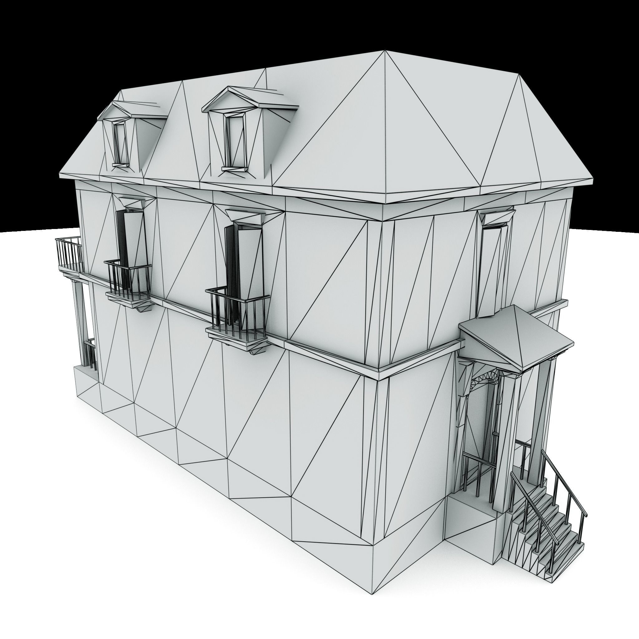 Residential house 02 Low-poly 3D model_14