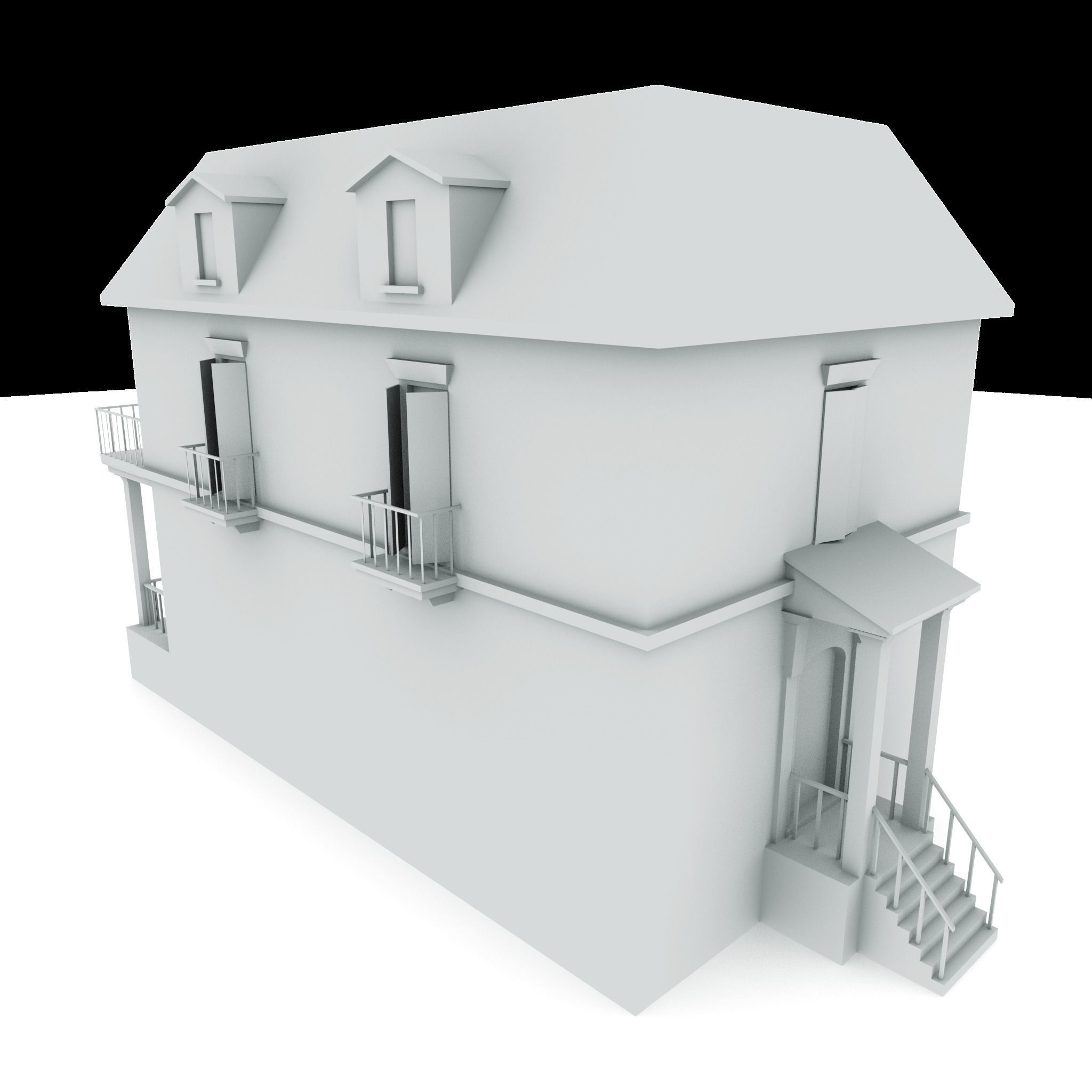 Residential house 02 Low-poly 3D model_13