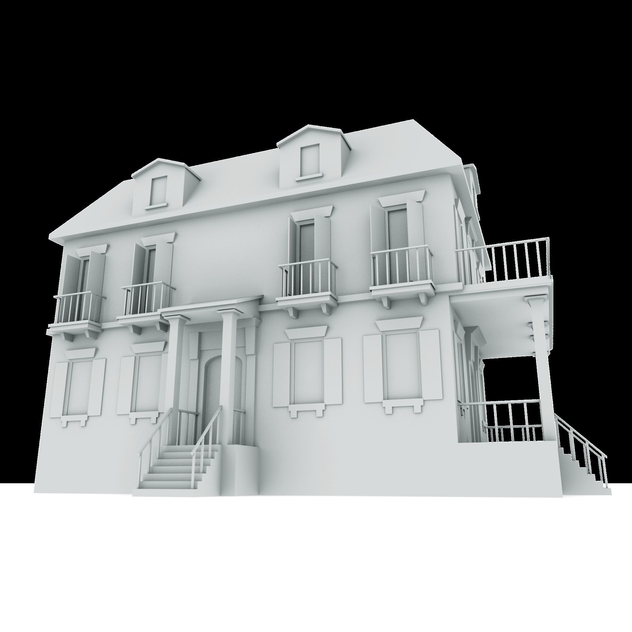 Residential house 02 Low-poly 3D model_7