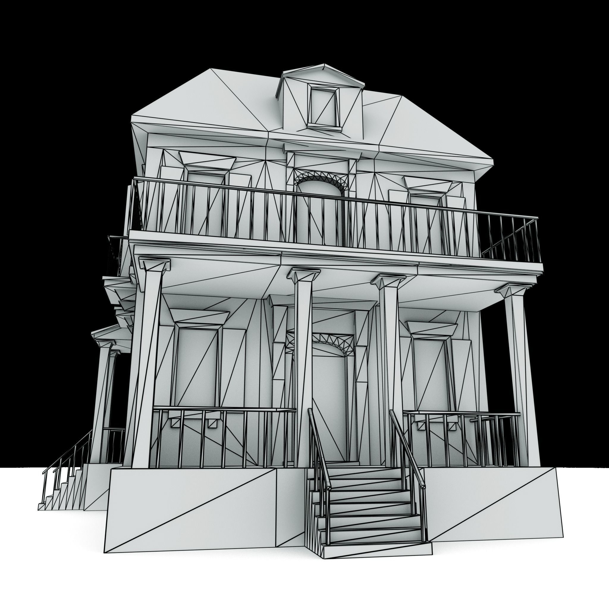 Residential house 02 Low-poly 3D model_11