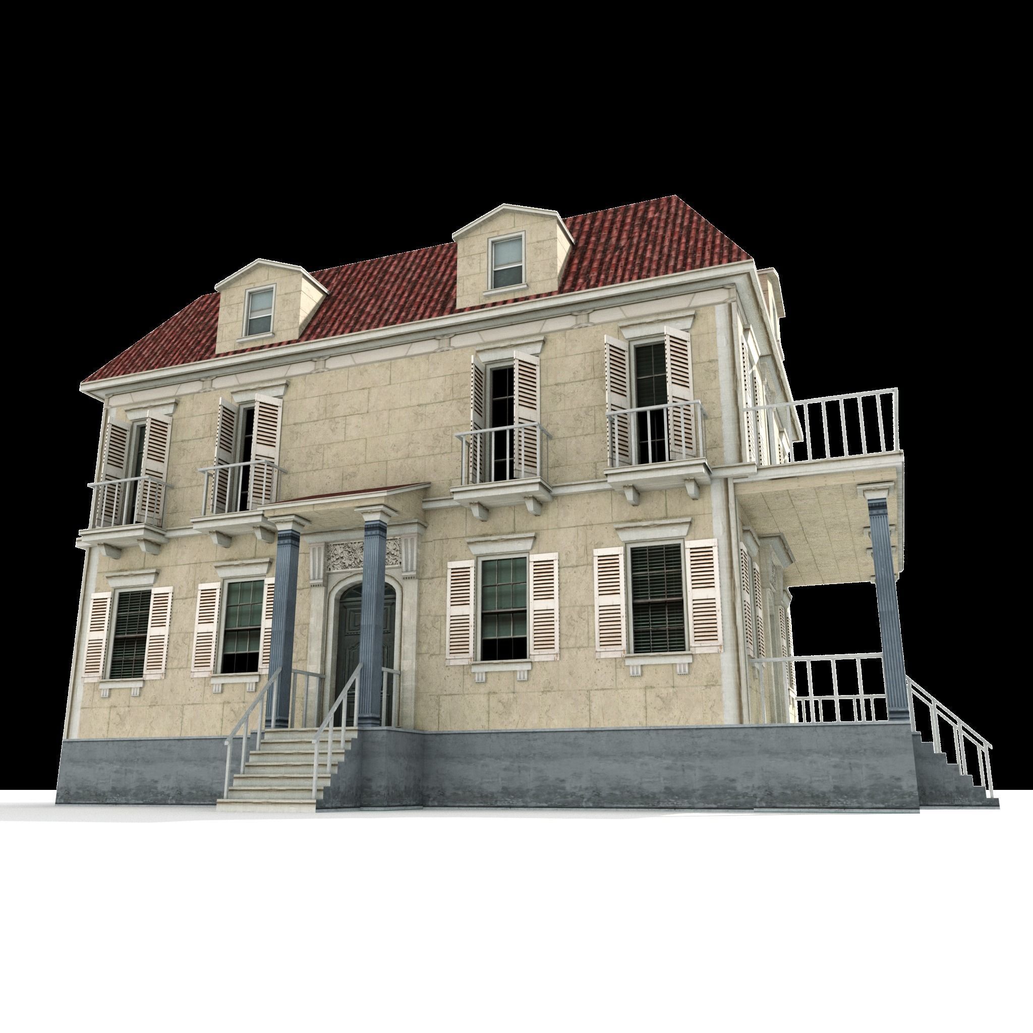 Residential house 02 Low-poly 3D model_6