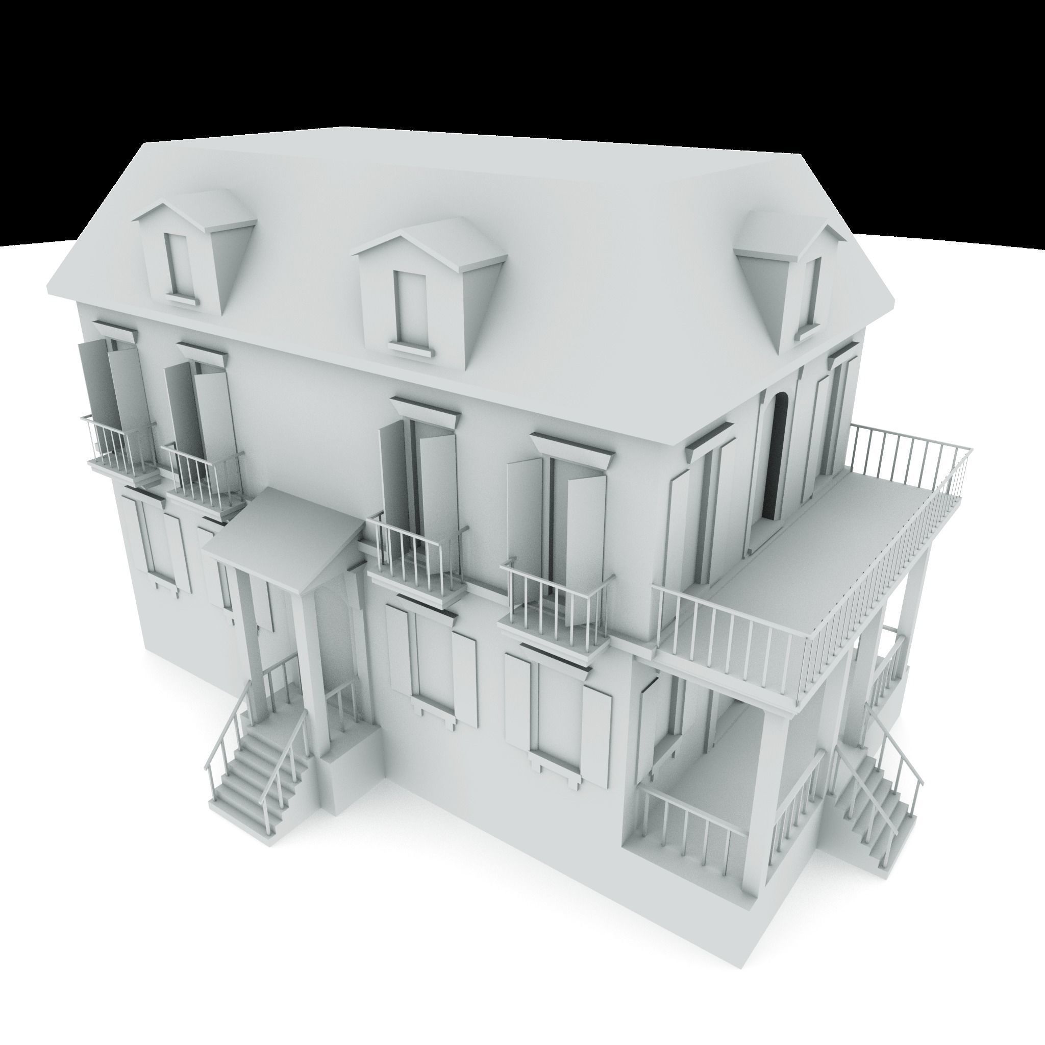 Residential house 02 Low-poly 3D model_4