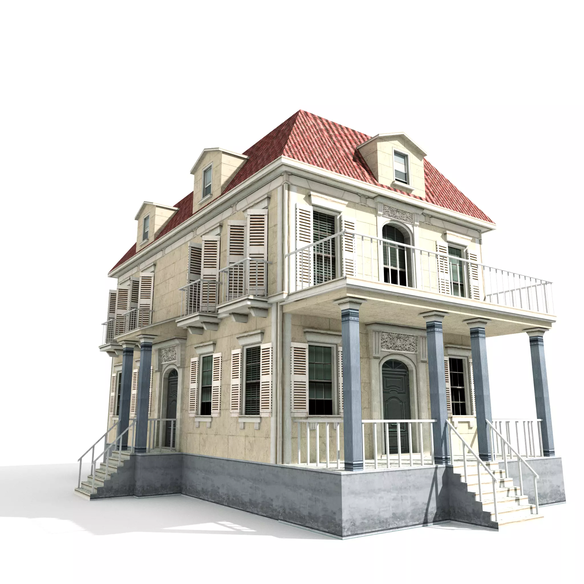 Residential house 02 Low-poly 3D model_0