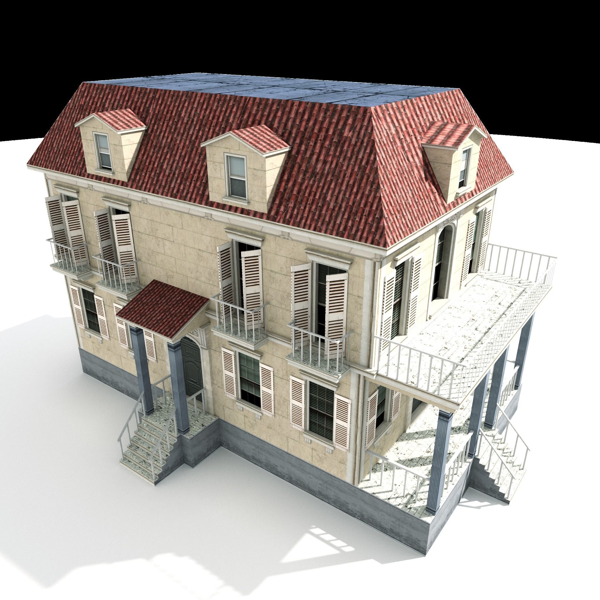 Residential house 02 Low-poly 3D model_3
