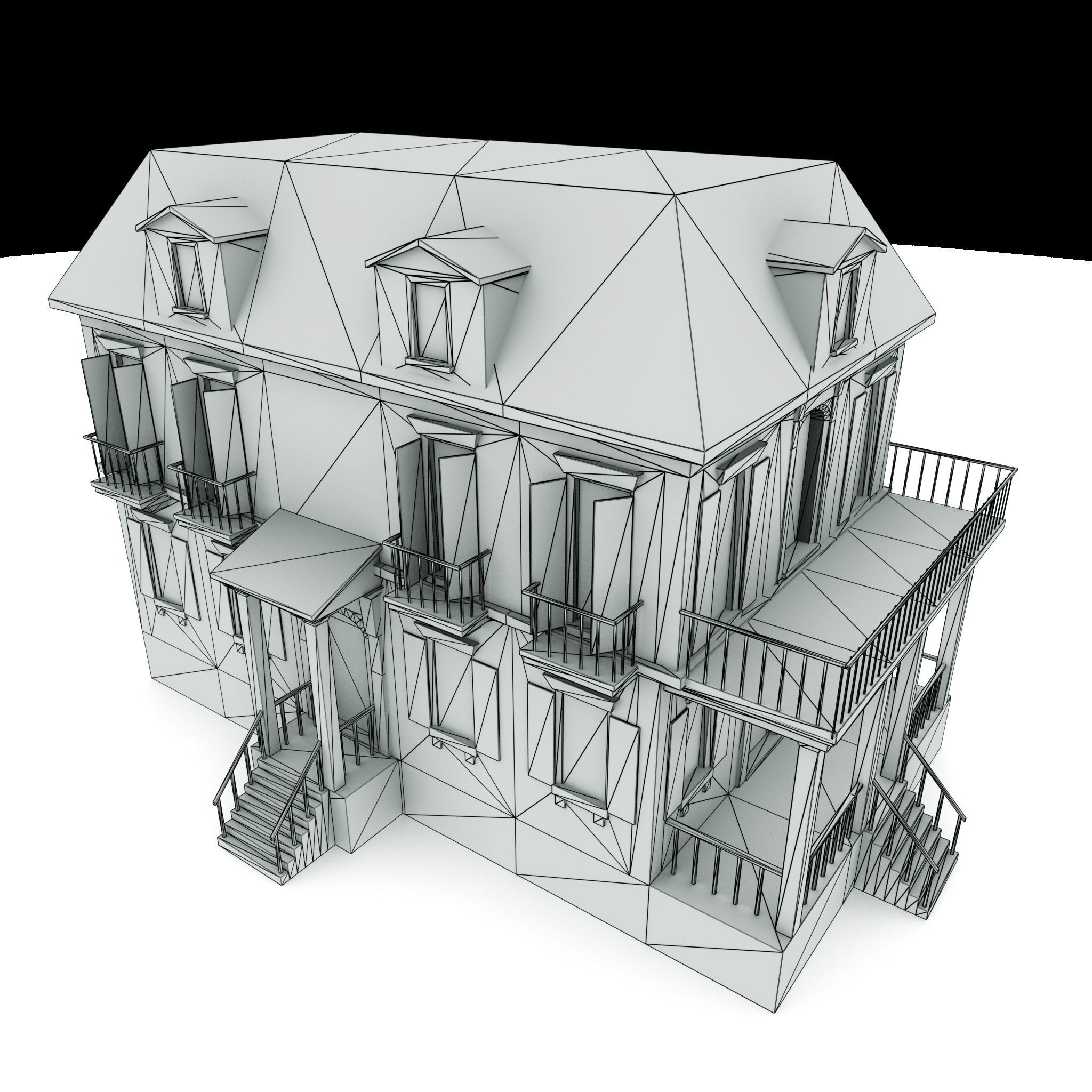 Residential house 02 Low-poly 3D model_5