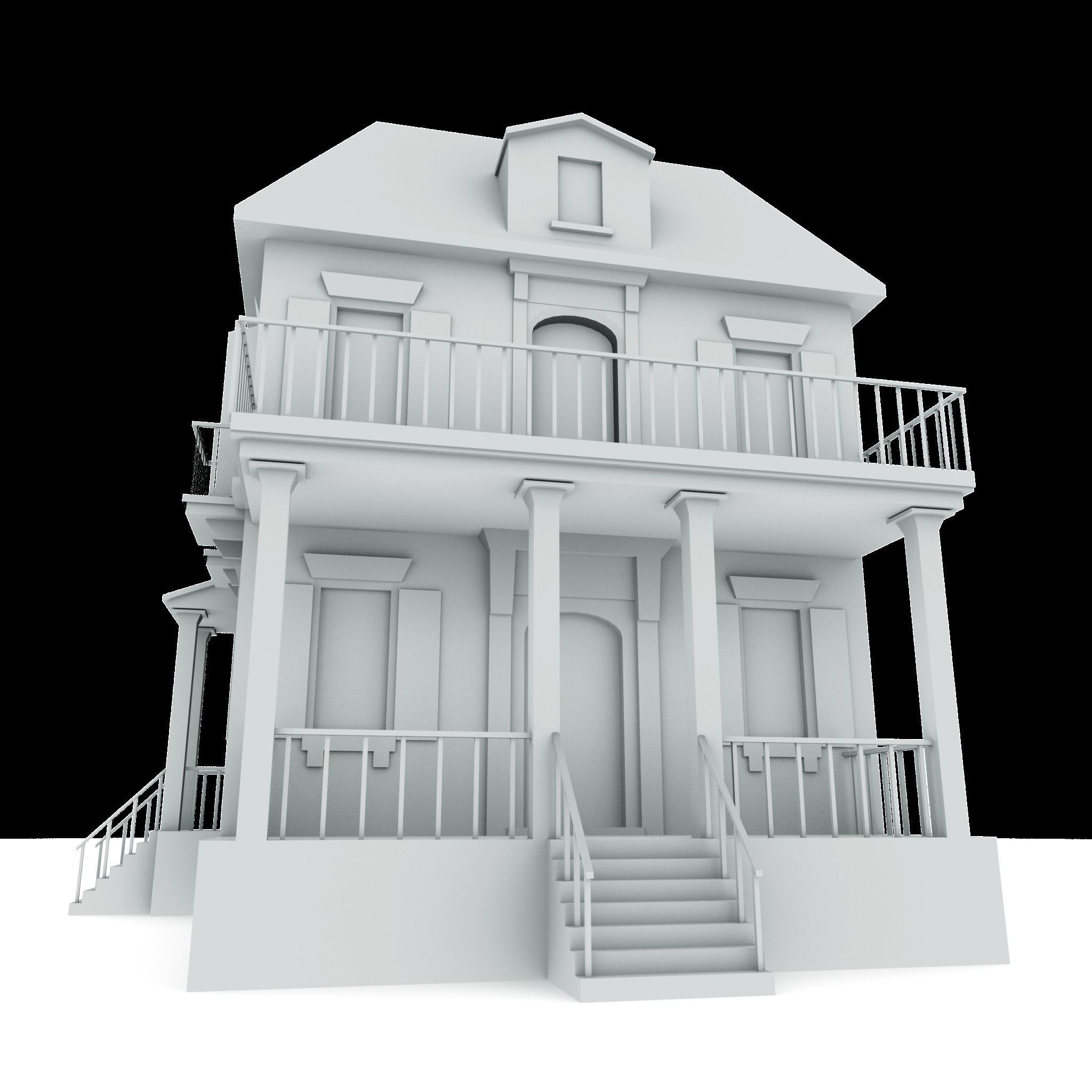 Residential house 02 Low-poly 3D model_10