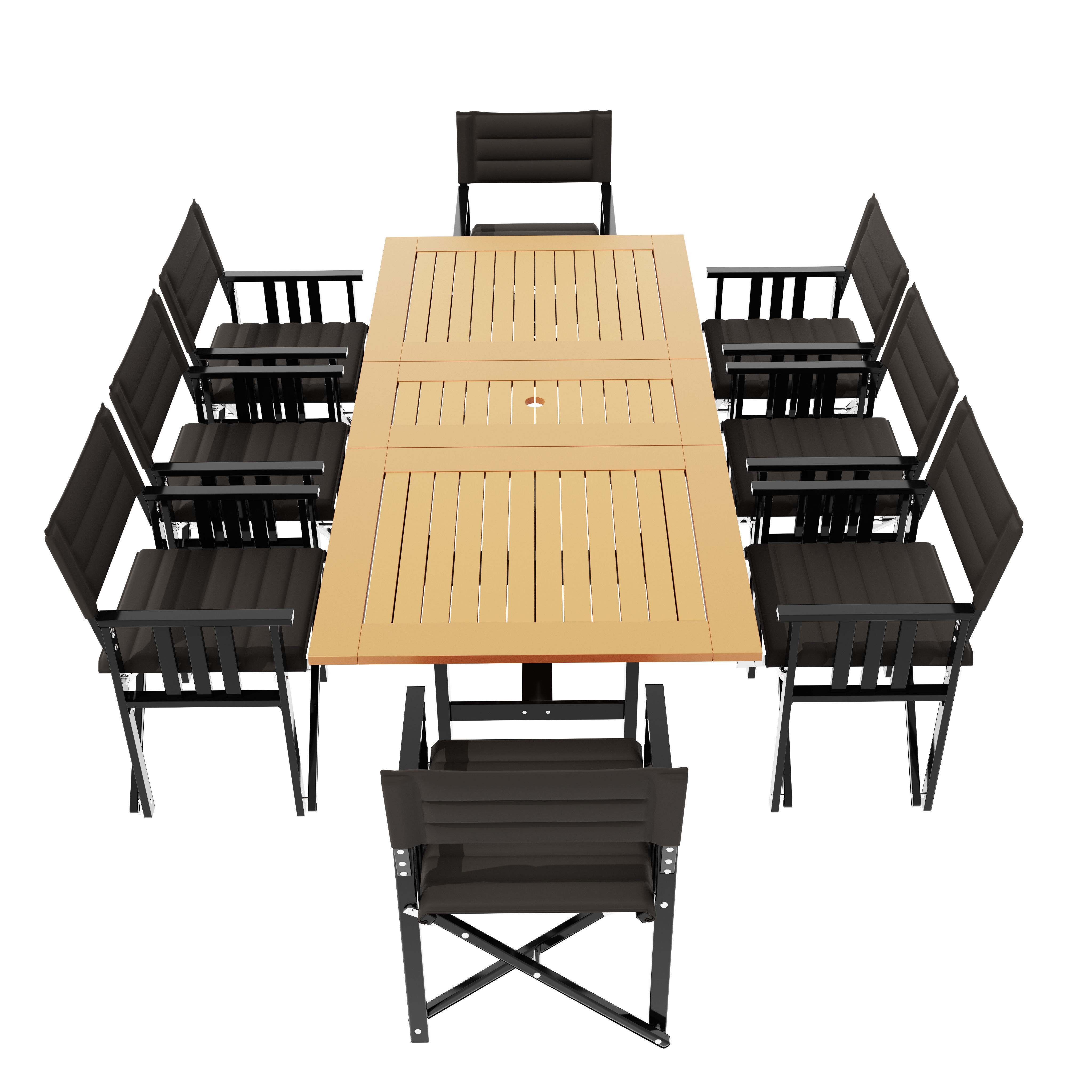 Portable Eight Seater Table Chair Set 3D model_1