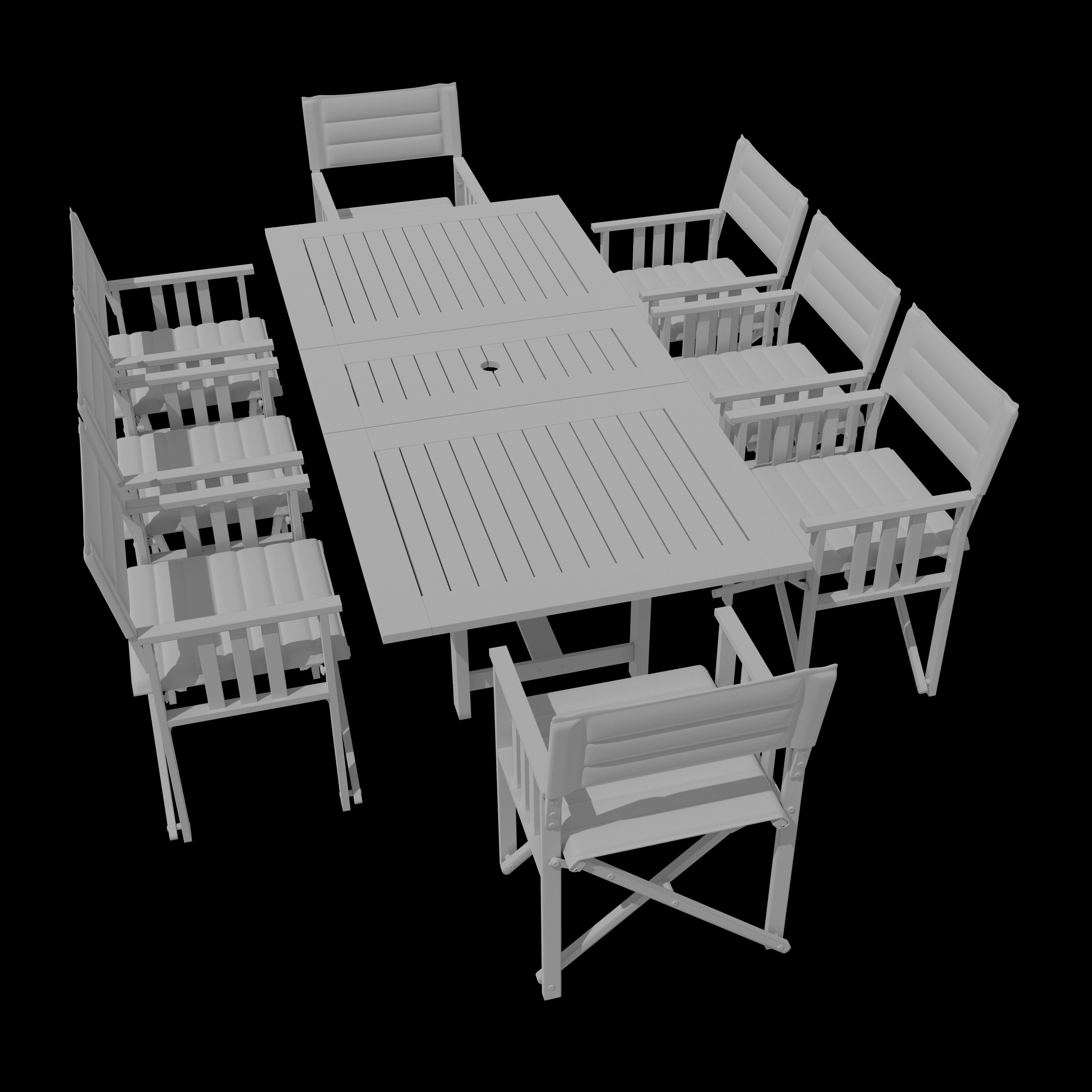 Portable Eight Seater Table Chair Set 3D model_11