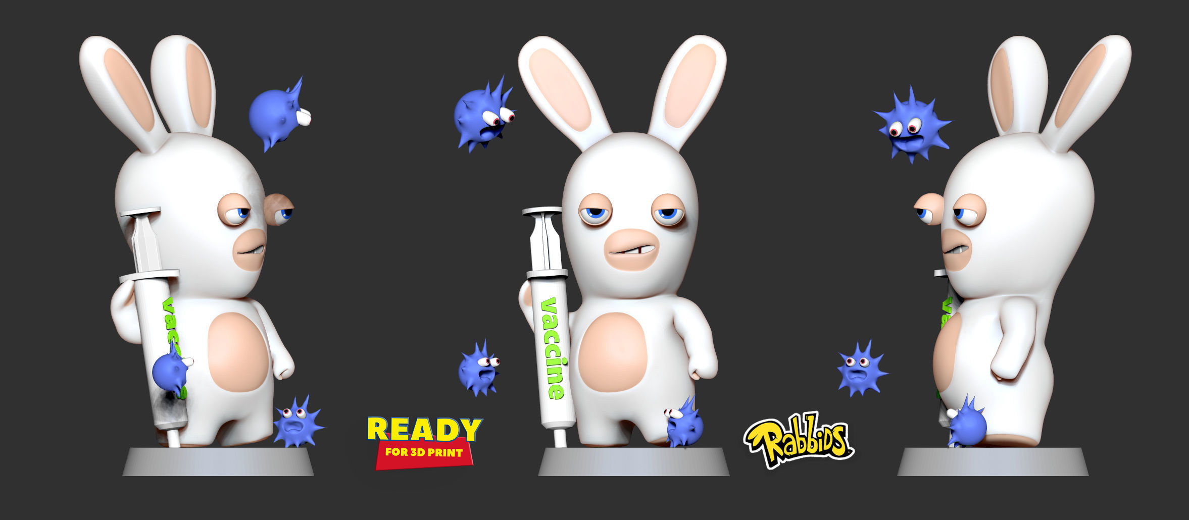 Rabbids bunny holding bottle of medicine Free 3D print model_1