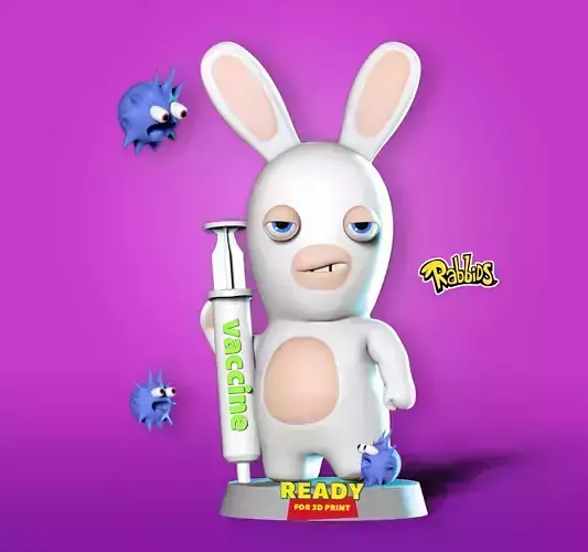 Rabbids bunny holding bottle of medicine Free 3D print model