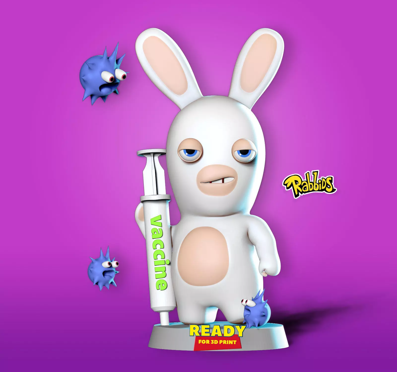 Rabbids bunny holding bottle of medicine Free 3D print model_0