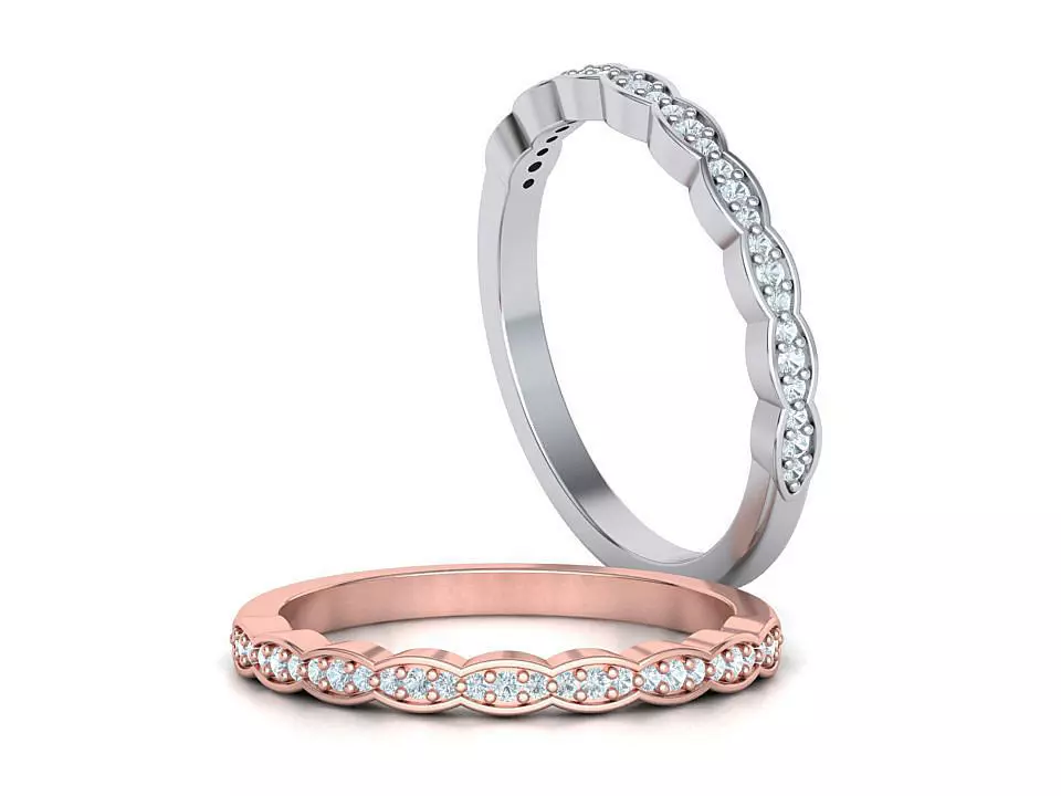 Vintage Diamond Wedding Band printable 3dmodel 3D print model_0
