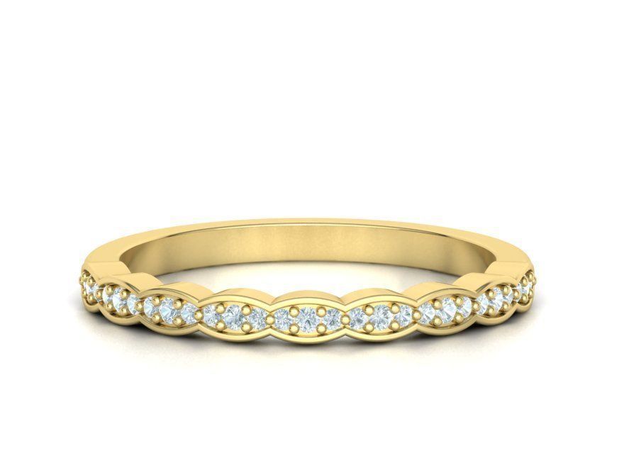 Vintage Diamond Wedding Band printable 3dmodel 3D print model_3