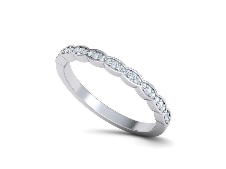 Vintage Diamond Wedding Band printable 3dmodel 3D print model_7