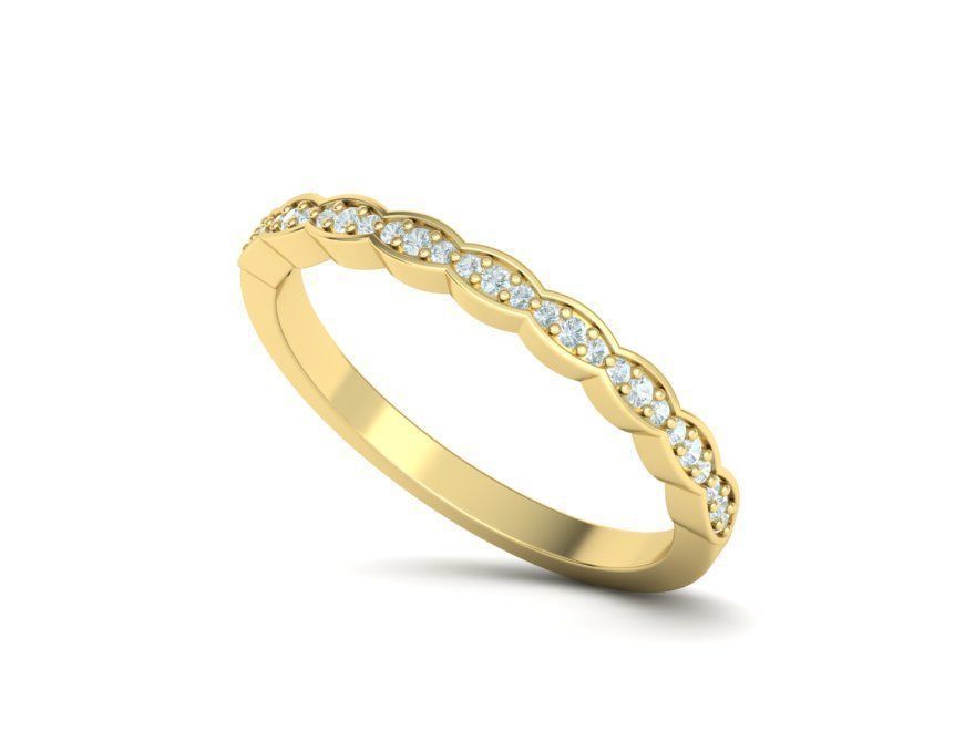 Vintage Diamond Wedding Band printable 3dmodel 3D print model_8