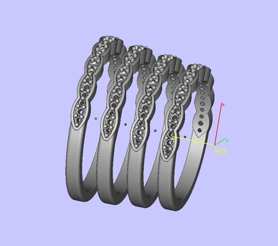 Vintage Diamond Wedding Band printable 3dmodel 3D print model_13