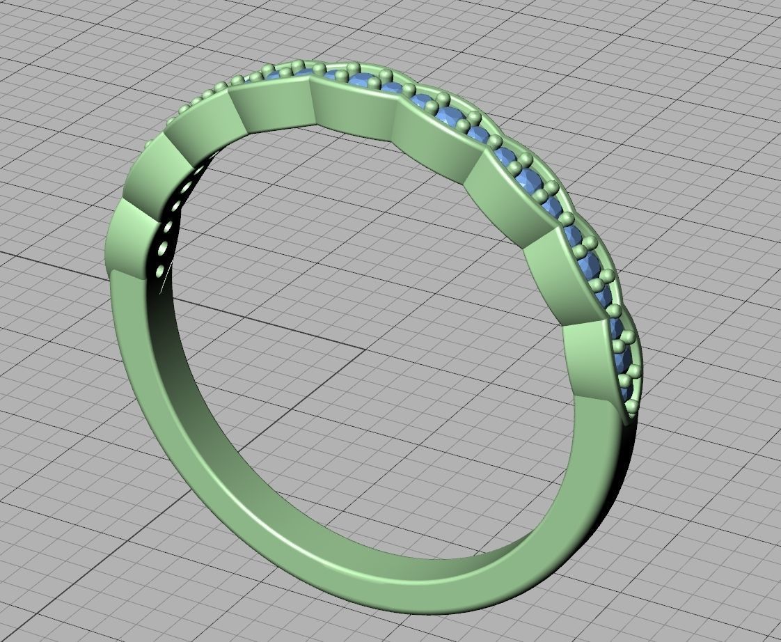 Vintage Diamond Wedding Band printable 3dmodel 3D print model_12