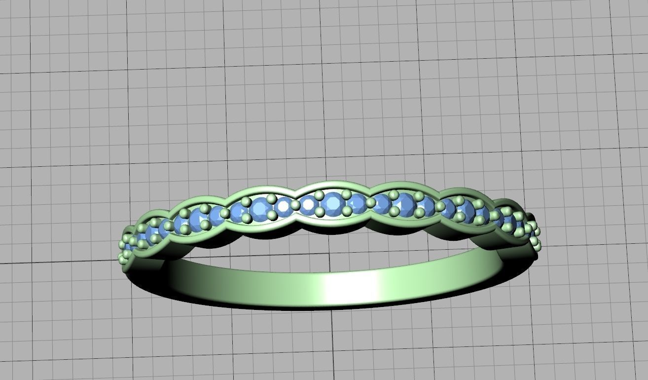 Vintage Diamond Wedding Band printable 3dmodel 3D print model_11