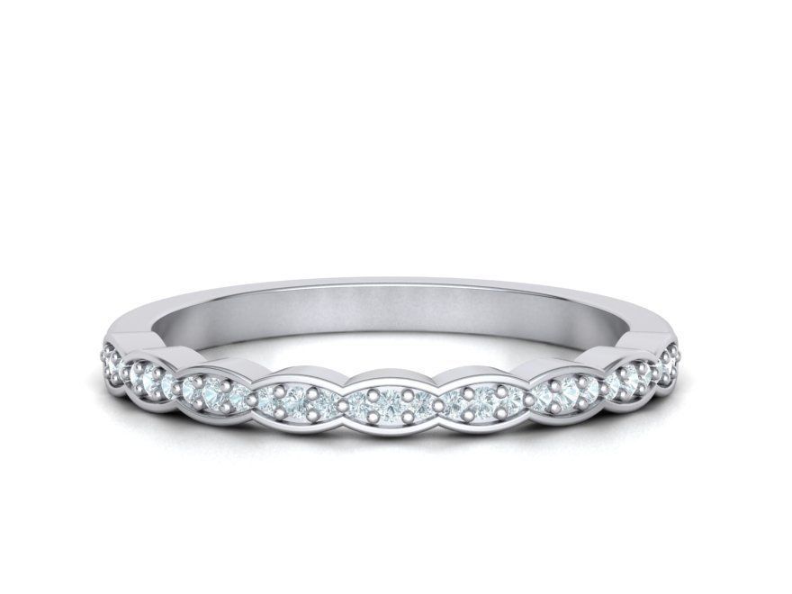 Vintage Diamond Wedding Band printable 3dmodel 3D print model_1