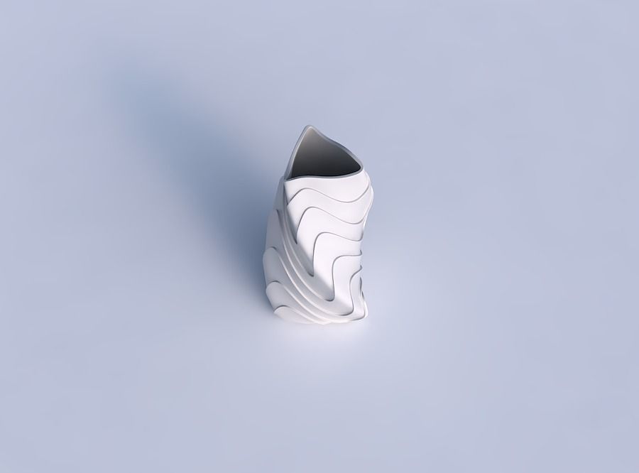 Vase twist triangle with horizontal wavy layers 3D print model_1