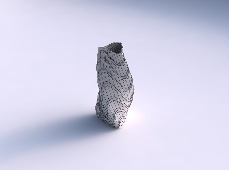 Vase twist triangle with horizontal wavy layers 3D print model_5