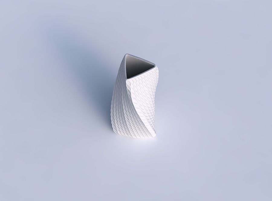 Vase twist triangle with twisted diagonal grid dents 3D print model_1
