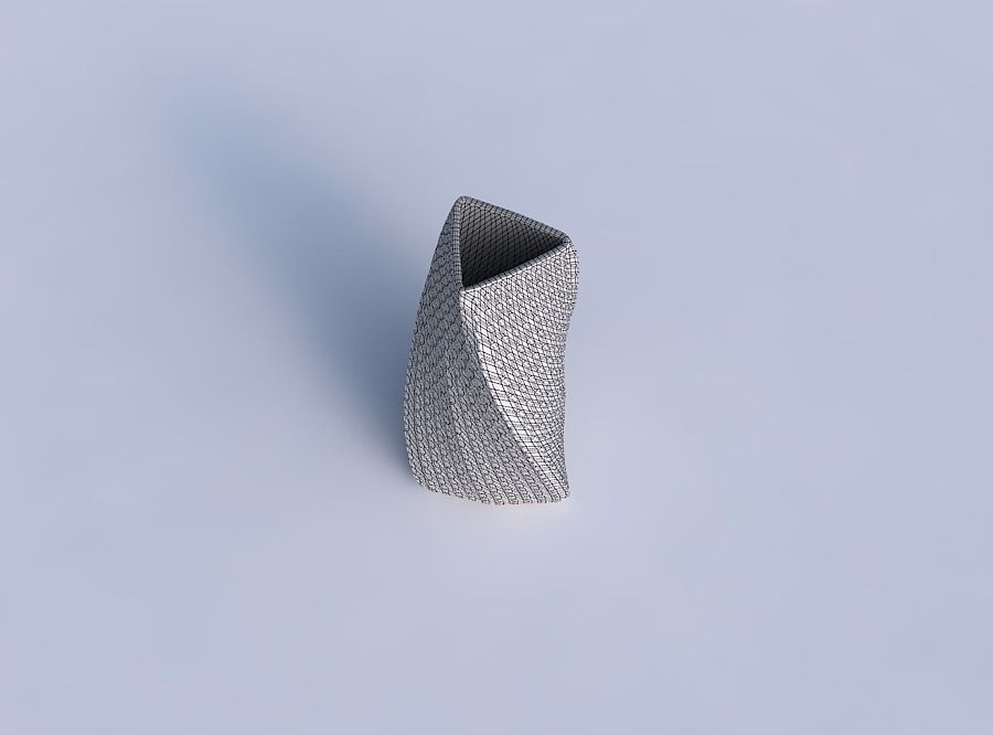 Vase twist triangle with twisted diagonal grid dents 3D print model_6