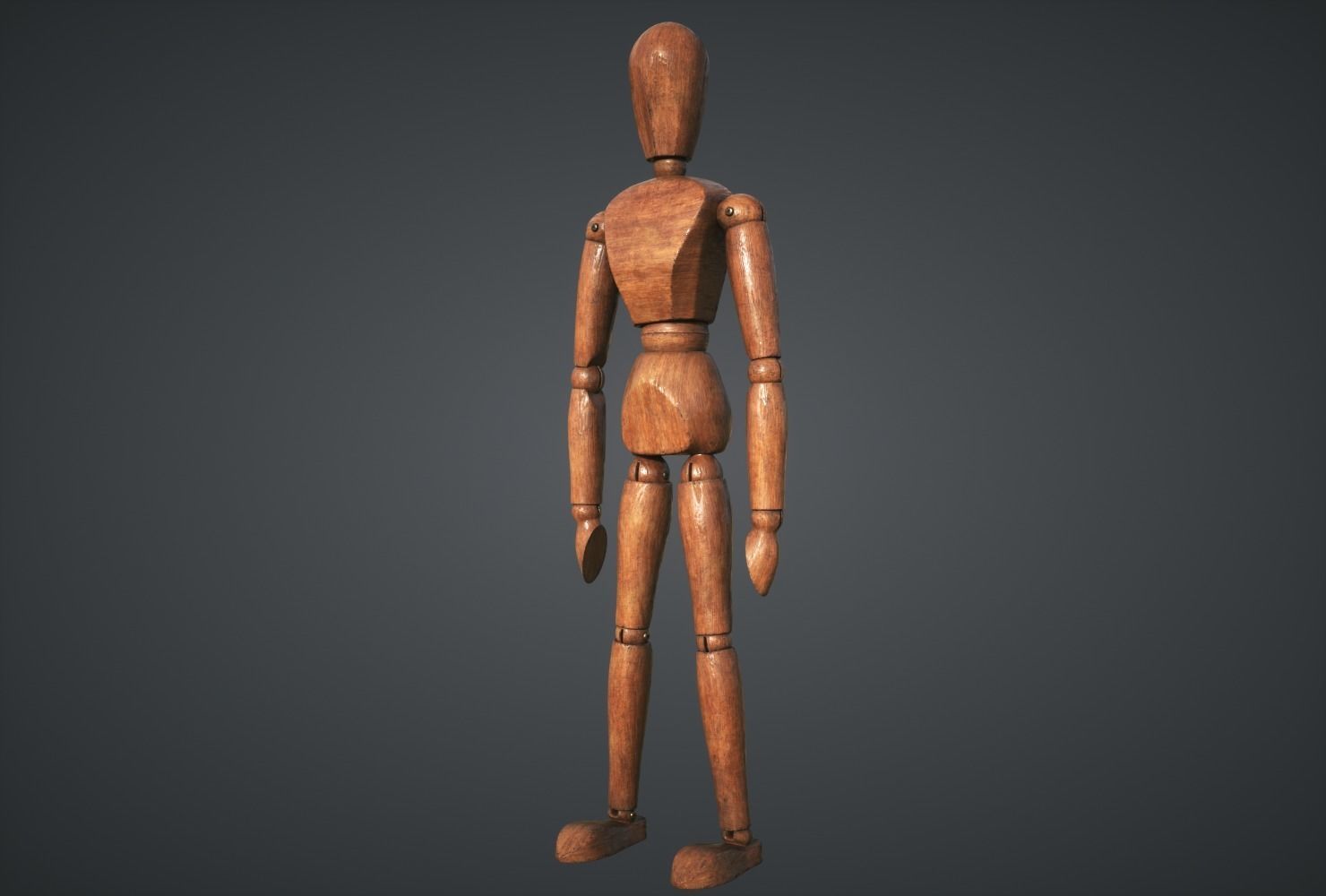 Mannequin wooden Low-poly 3D model_2
