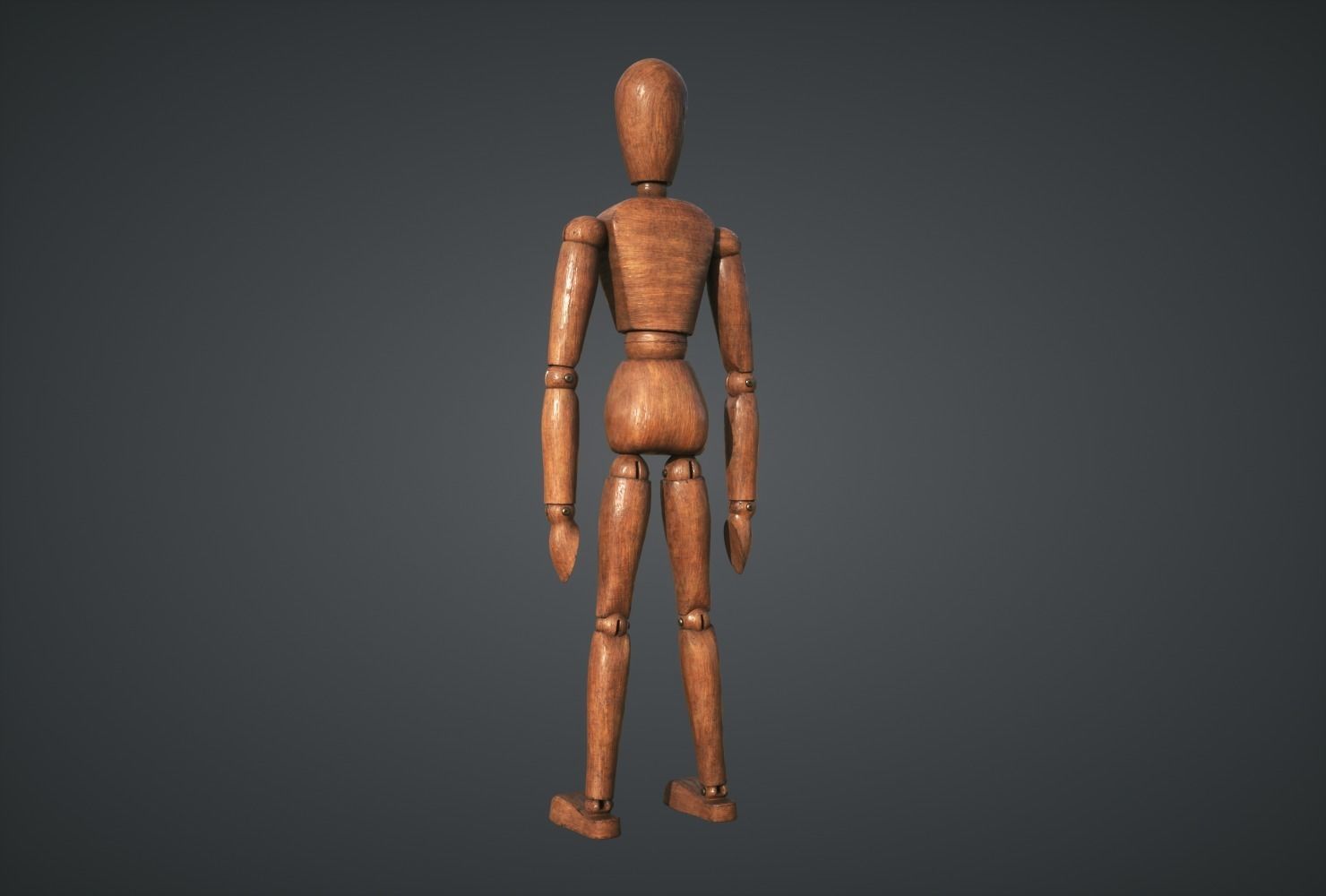 Mannequin wooden Low-poly 3D model_4