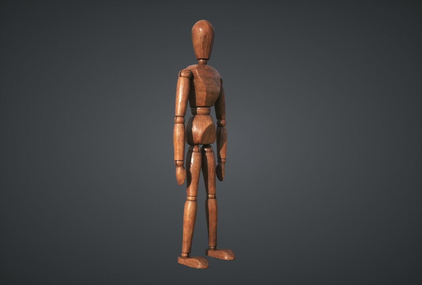 Mannequin wooden Low-poly 3D model_1