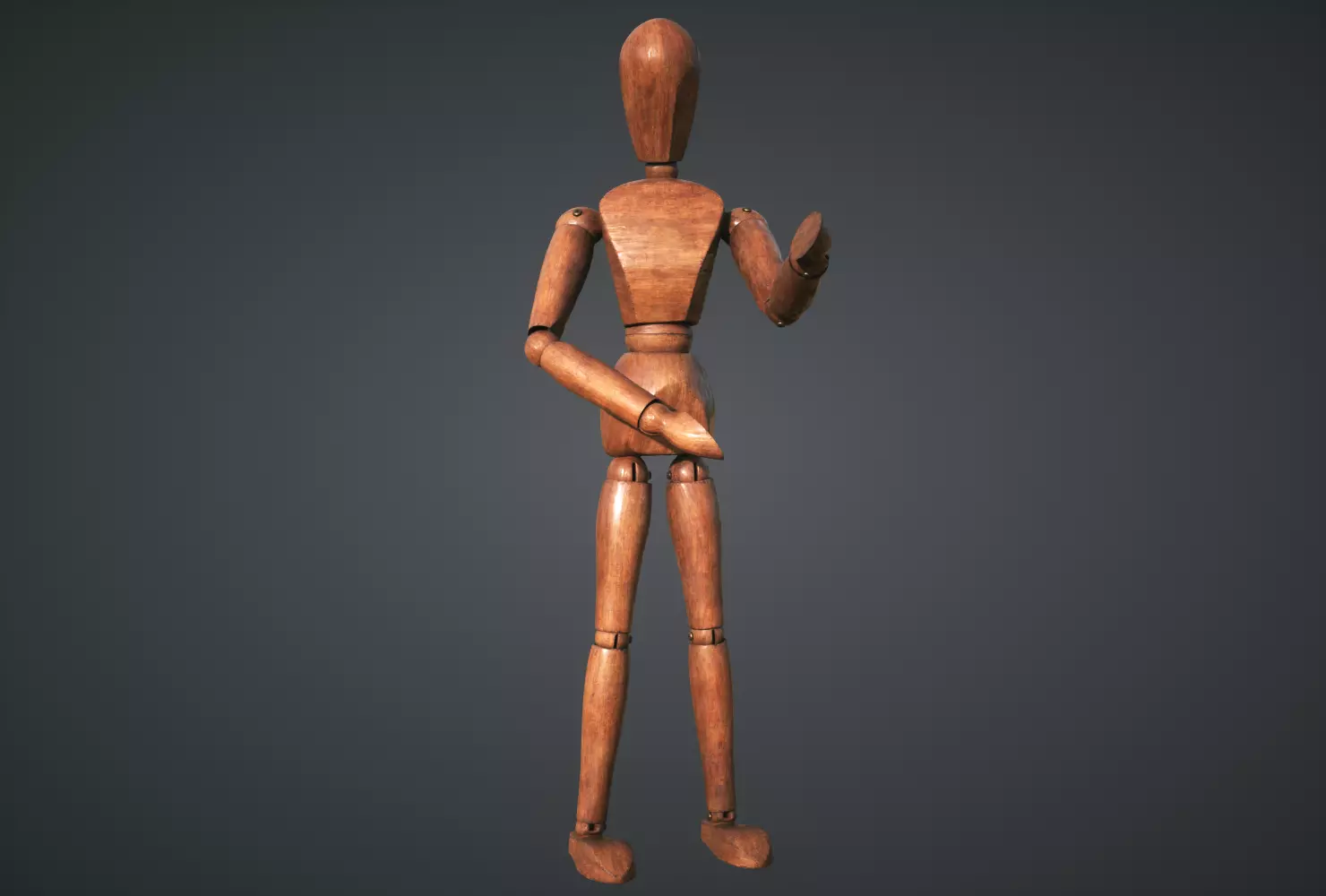 Mannequin wooden Low-poly 3D model_0