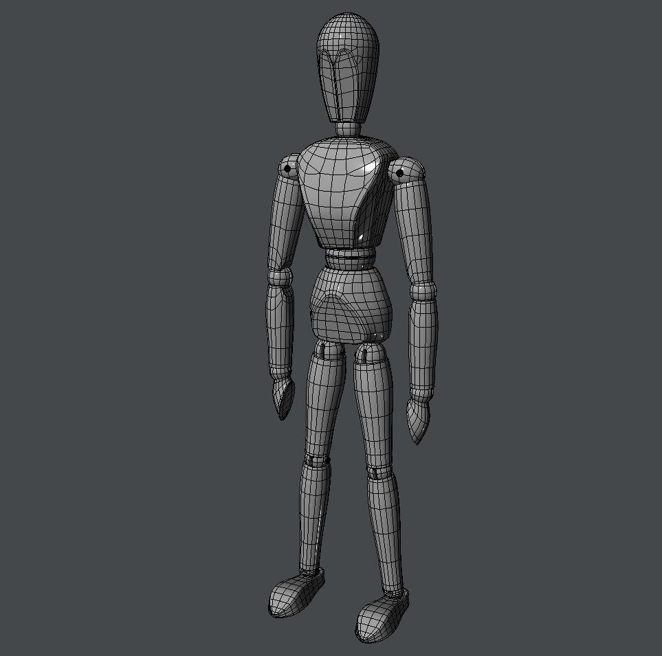 Mannequin wooden Low-poly 3D model_6