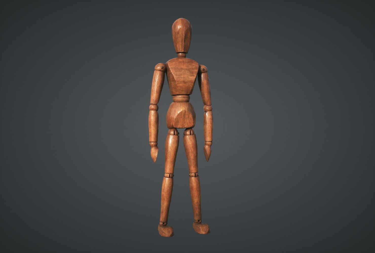 Mannequin wooden Low-poly 3D model_3