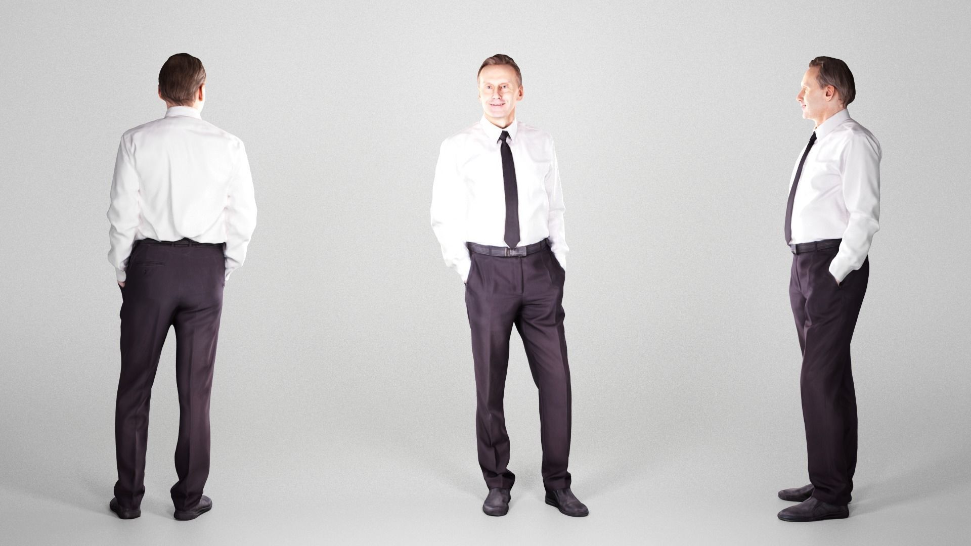 Adult respectable man in a suit 193 Low-poly 3D model_3