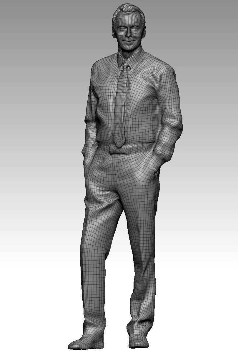 Adult respectable man in a suit 193 Low-poly 3D model_7