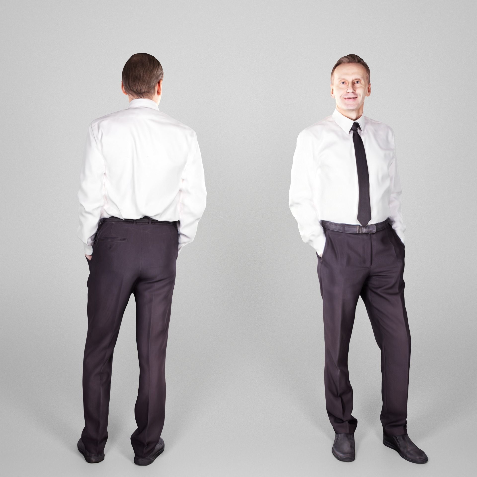 Adult respectable man in a suit 193 Low-poly 3D model_1