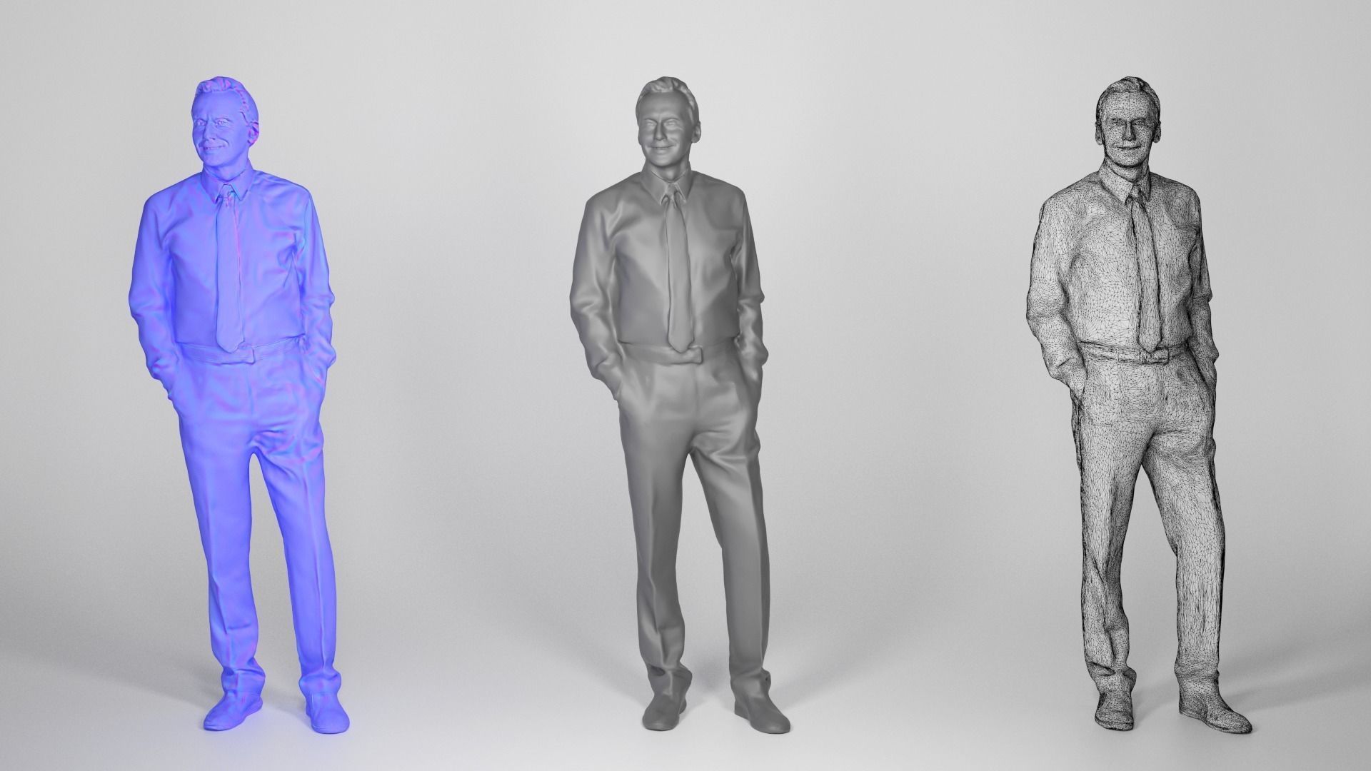 Adult respectable man in a suit 193 Low-poly 3D model_2