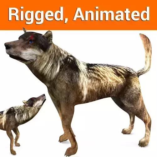 3d Wolf rigged and animated  Low-poly 3D model