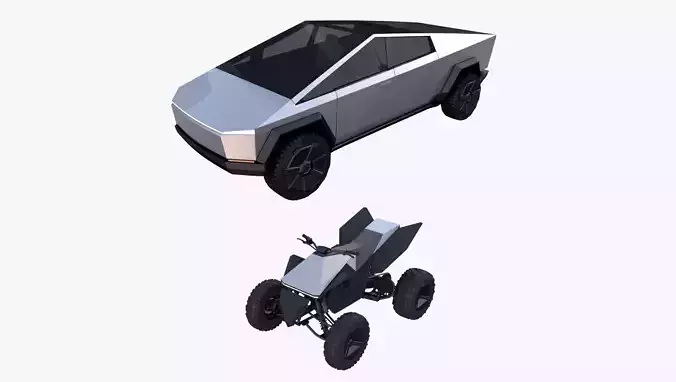 Tesla Cybertruck and Cyberquad Pack 3D model
