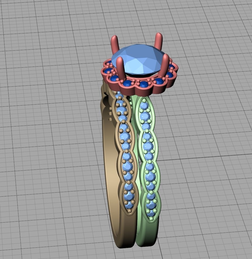 Vintage Wedding Set 1ct stone with DISCOUNT  3D Model Collection_9