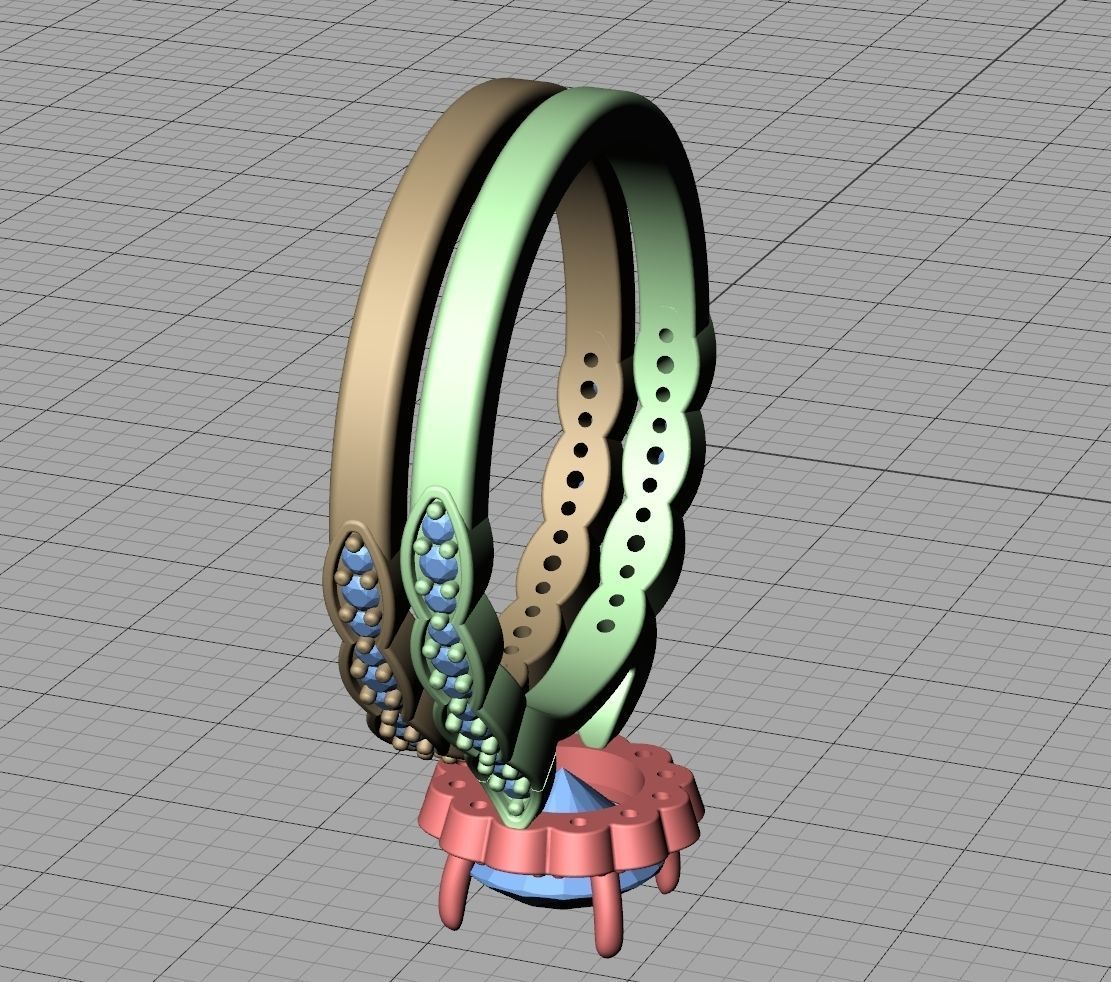 Vintage Wedding Set 1ct stone with DISCOUNT  3D Model Collection_10