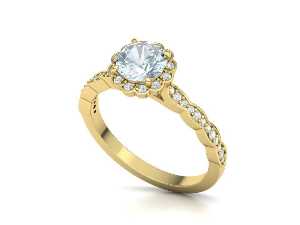 Vintage Wedding Set 1ct stone with DISCOUNT  3D Model Collection_18