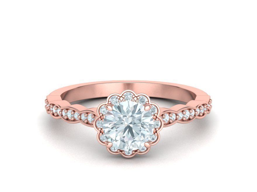 Vintage Wedding Set 1ct stone with DISCOUNT  3D Model Collection_22