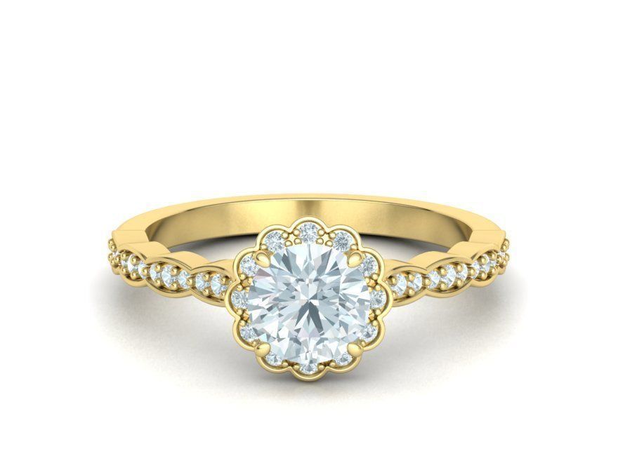 Vintage Wedding Set 1ct stone with DISCOUNT  3D Model Collection_20