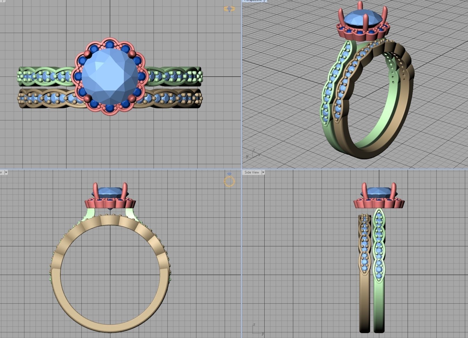 Vintage Wedding Set 1ct stone with DISCOUNT  3D Model Collection_8