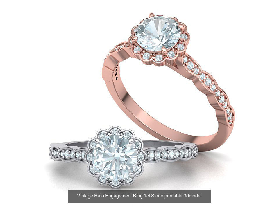 Vintage Wedding Set 1ct stone with DISCOUNT  3D Model Collection_5