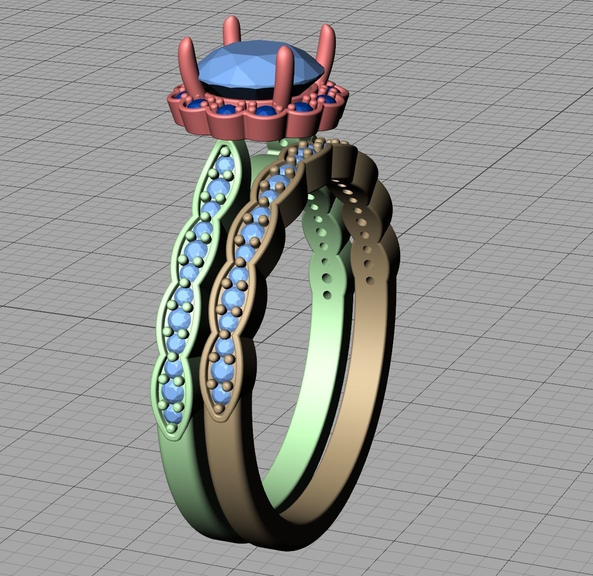 Vintage Wedding Set 1ct stone with DISCOUNT  3D Model Collection_7