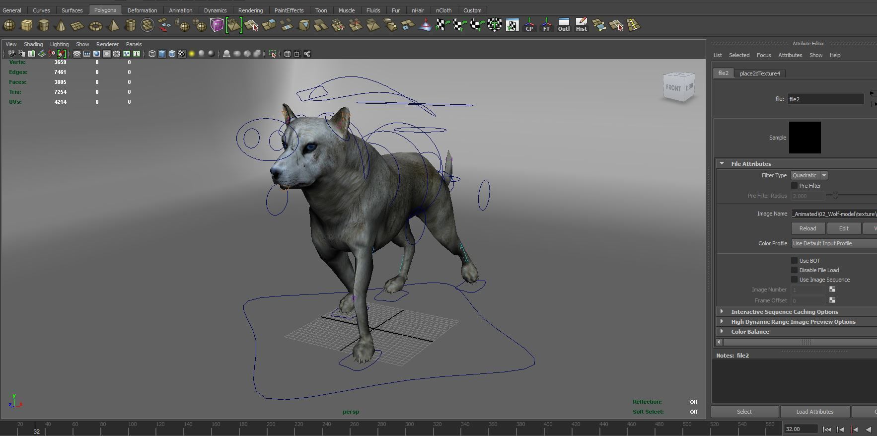 3d White Wolf rigged and animated  Low-poly 3D model_22