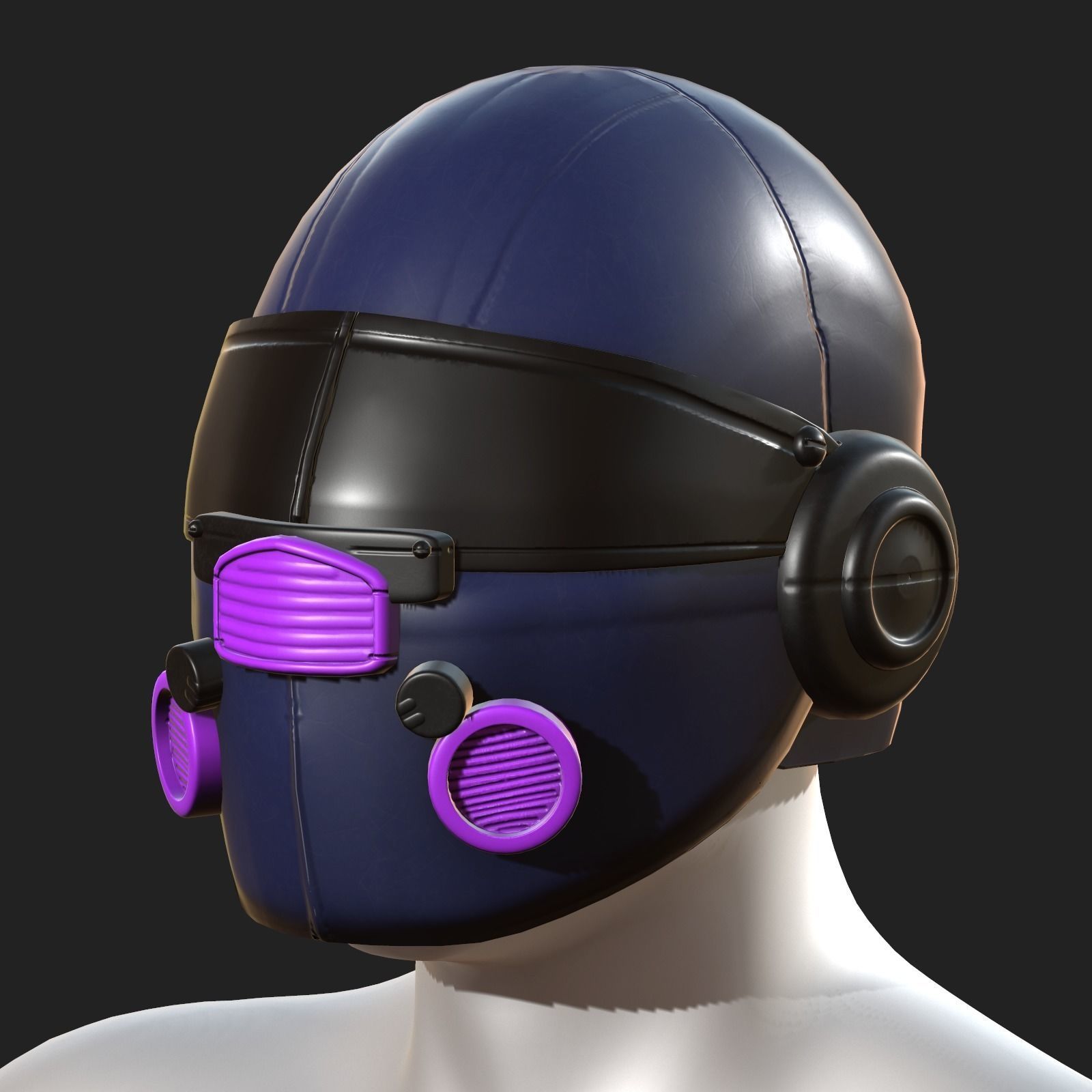 Helmet scifi fantasy futuristic military combat Low-poly 3D model_1