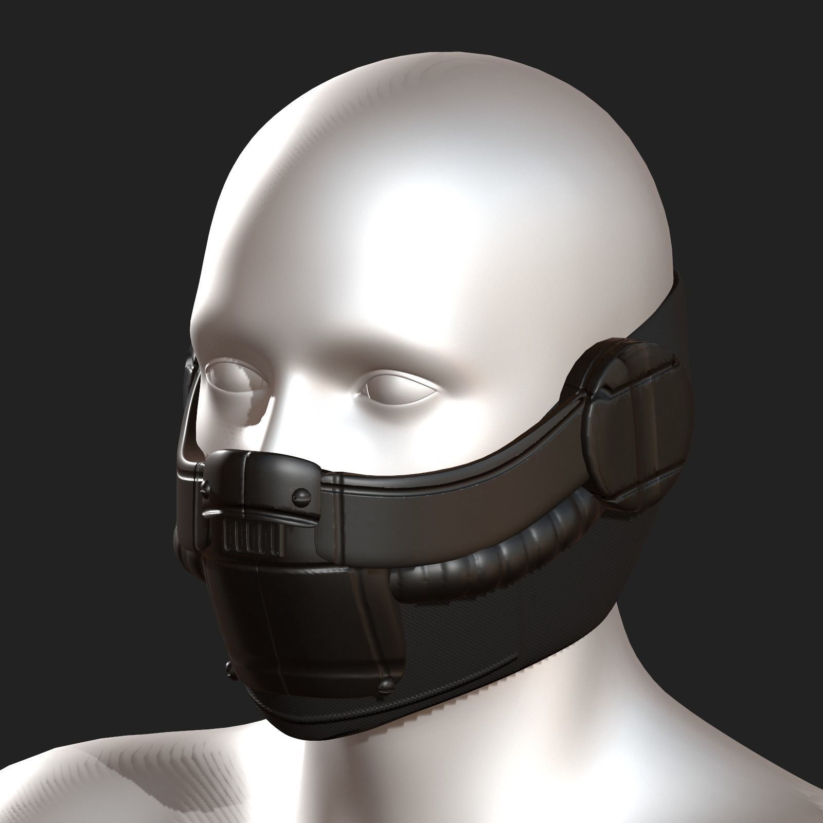 Helmet scifi military futuristic technology cyborg Low-poly 3D model_4